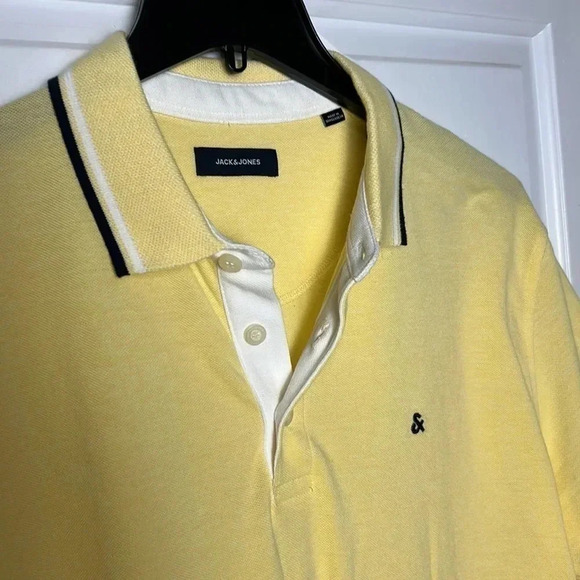 Jack & Jones men polo shirt XXL ,yellow cotton, short sleeve,golf  shirt . NWT - Picture 4 of 17